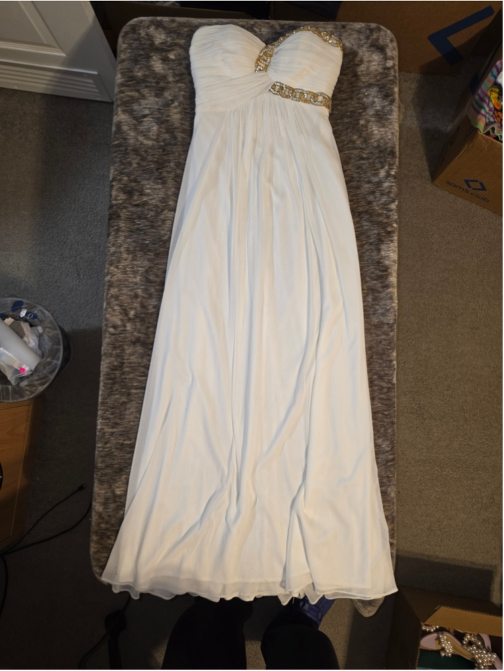 Women's Blondie Nites Strapless Dress White Gold Size 1